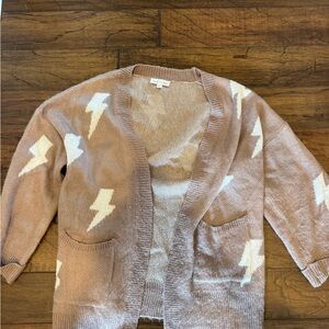 Cozy Tan Lightning Bolt Sweater